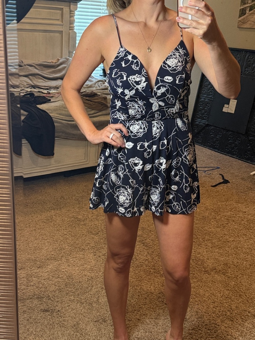 Navy Floral Romper